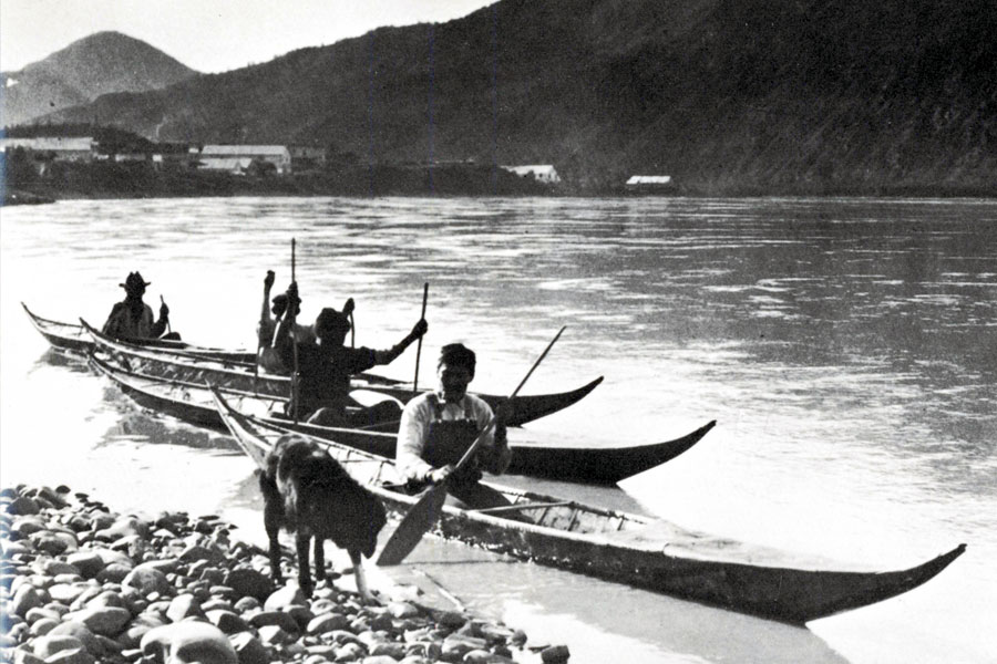 Athapaskan Upper Yukon River canoe historic photo